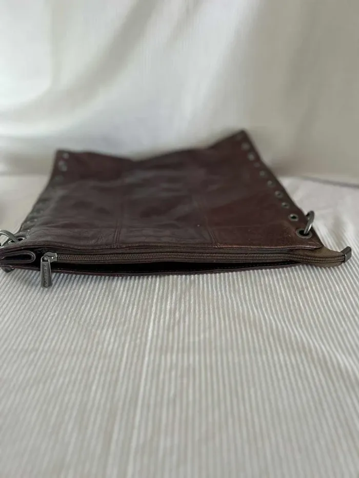 Sac à main en cuir marron kewechris style vintage - photo numéro 2