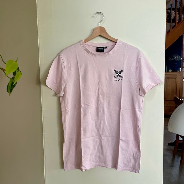 T-shirt rose pastel One Piece Luffy Taille L imprimé manga japonais V070