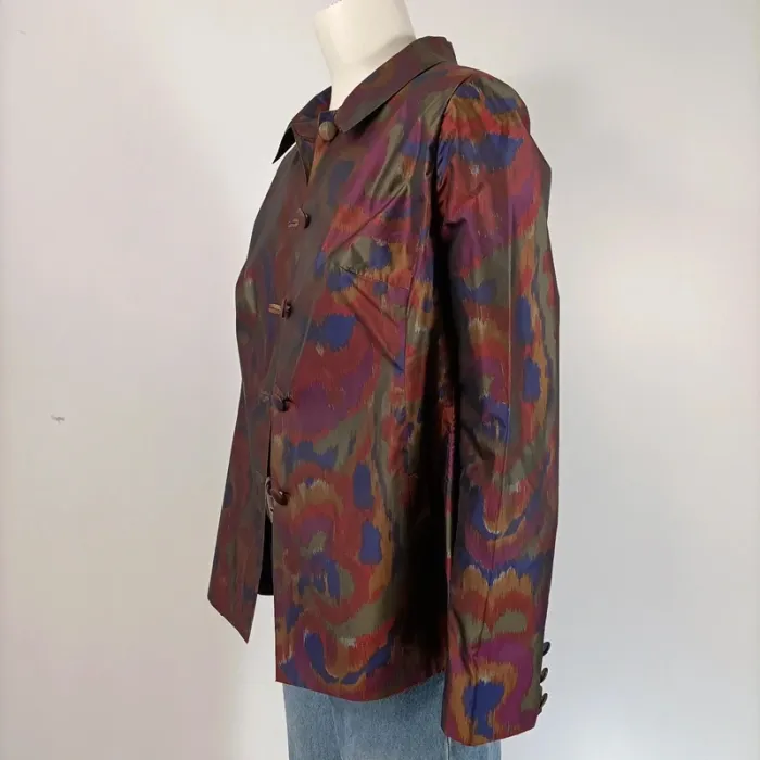 Veste vintage satinée imprimée abstrait - Taille 38/40 - A115 - photo numéro 2