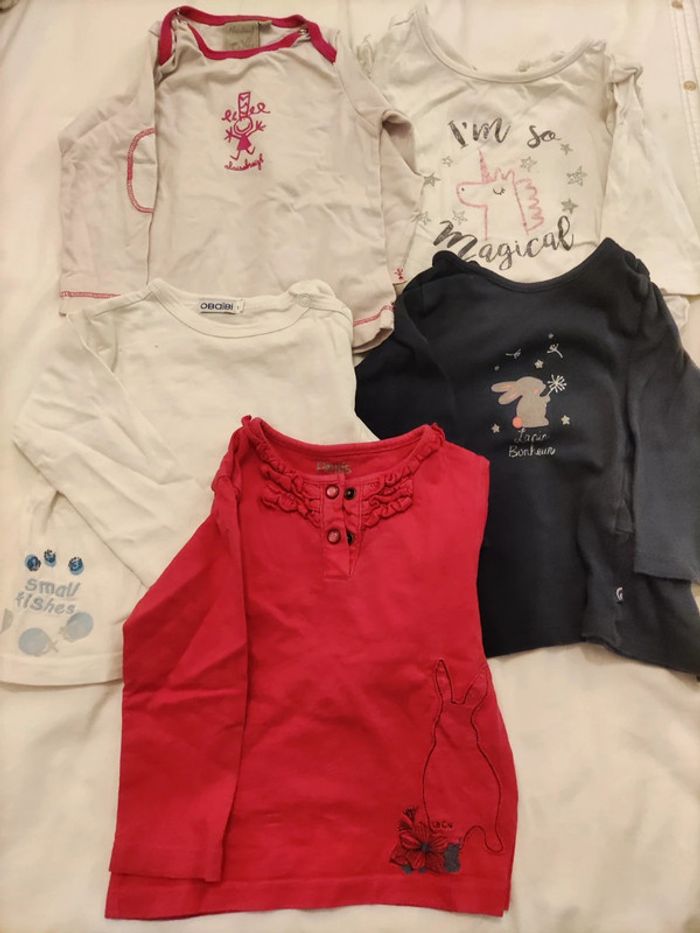Lot t shirt manches longues 12 mois