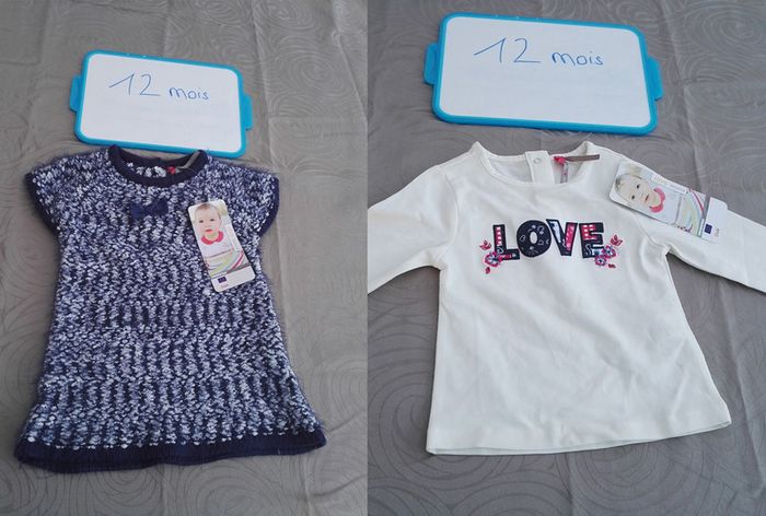 Ensemble robe + tshirt manches longues 12 mois neuf étiqueté