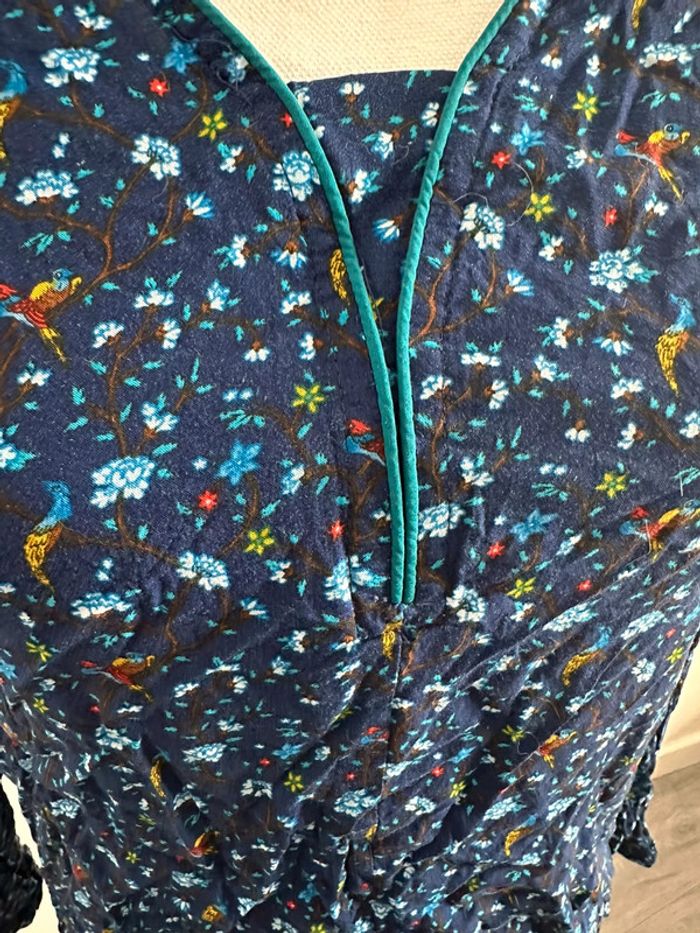 Blouse à fleurs et perroquets Esprit T38 M - photo numéro 2