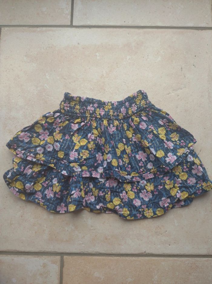 Jupe volants avec fil doré Fille 2 ans Fleurs Tao