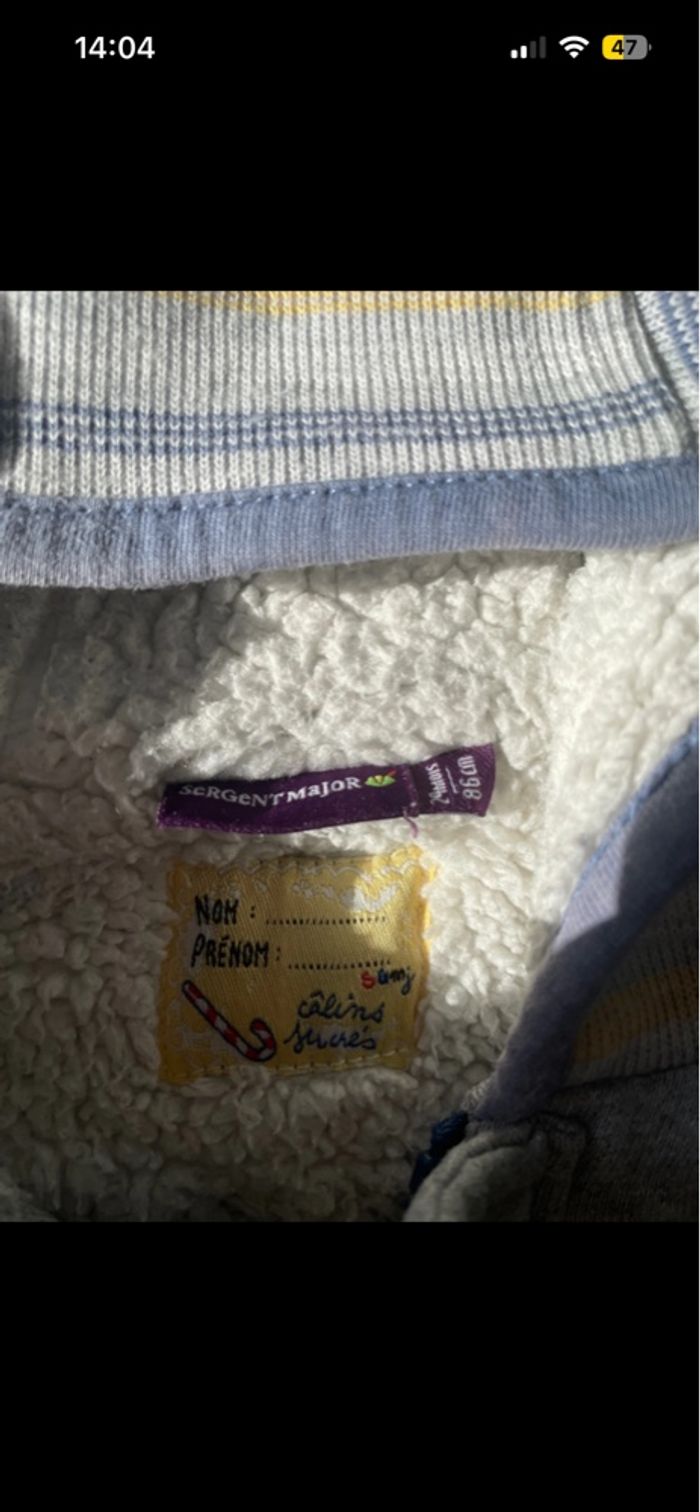 Veste Sergent Major à rayures sweat pull chaud 86cm 18/24mois - photo numéro 4