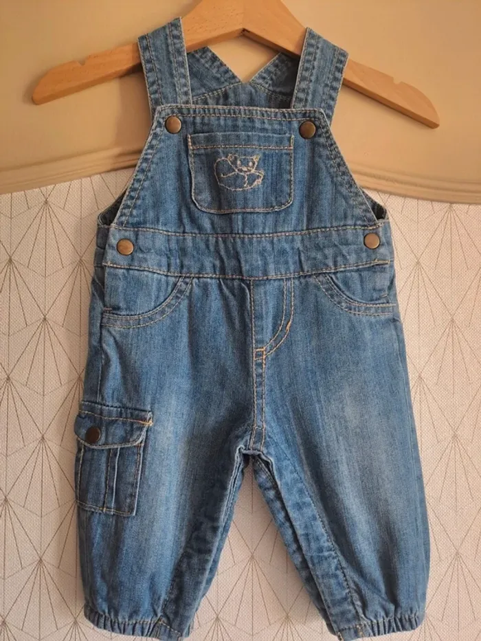 Salopette jean bébé garçon brioche 1 mois comme neuve - photo numéro 2
