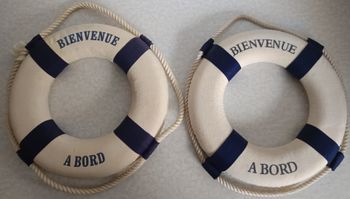 2 Bouées de Sauvetage Décoration Maritime Polystyrène Expansé / Tissu Ø= 25cm