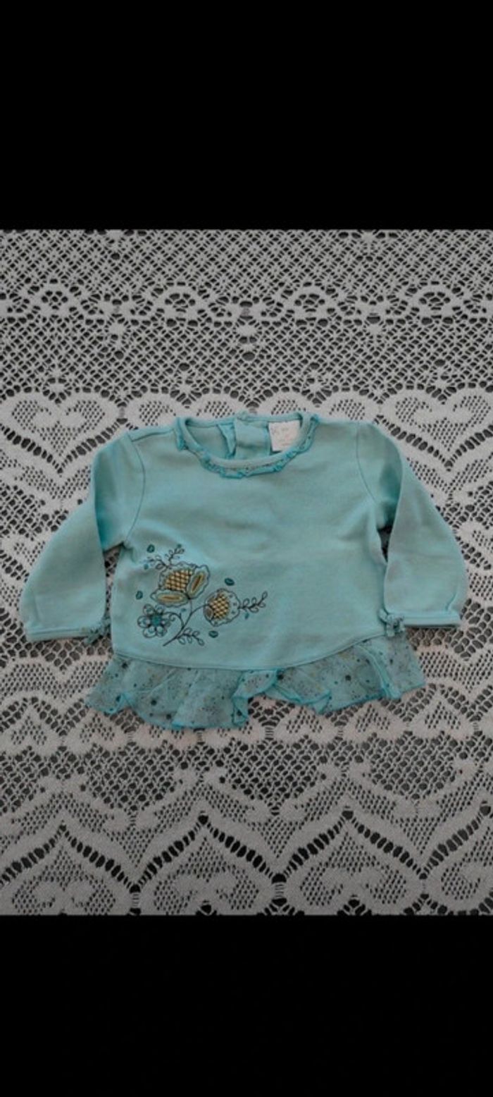 🩵Pull turquoise 6 mois