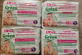 4 paquets de couches love and green taille 4+