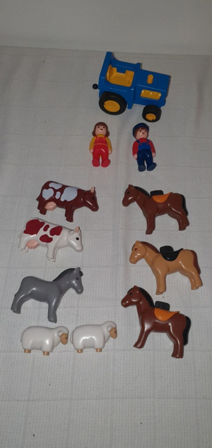 Playmobil 1 2 3 lot ou unité Air de jeux, bus, animaux sauvage et ferme tracteur pompier - photo numéro 4