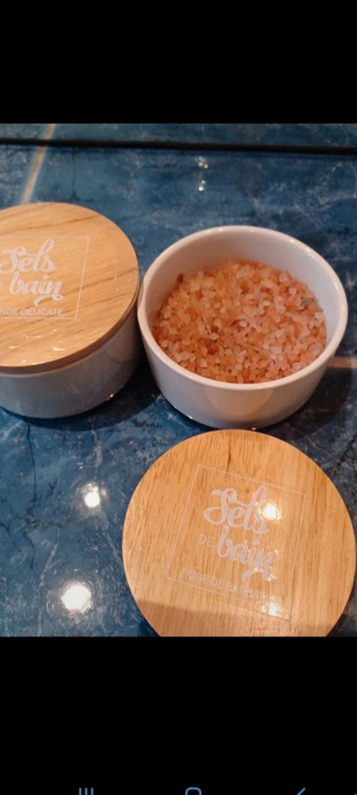 Sel de bain amande et figue 2 x 200 gr en pot et 1 sachet idée cadeau 🎁 - photo numéro 3