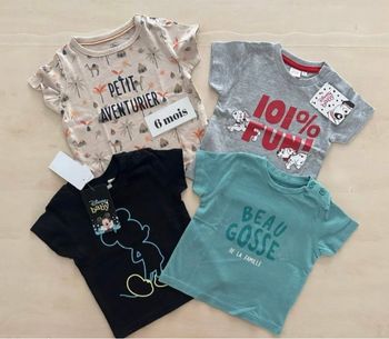 Lot de 4 t-shirts bébé garçon - taille 6 mois 