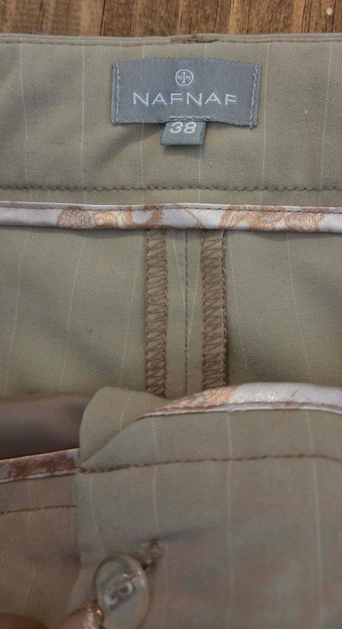 NAF NAF – Pantalon Élégant Beige Rayures Fines – Taille 38 – Excellent État - photo numéro 6