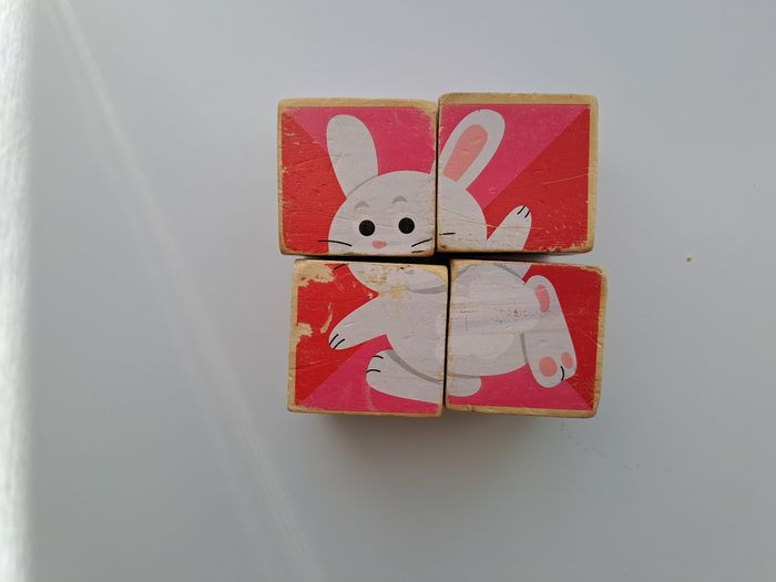 Puzzle 4 cubes en bois animaux - photo numéro 3