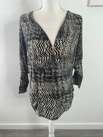 Blouse tunique léopard beige et noire T38/40 M/L