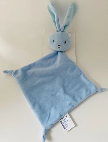 B6290❤️ Doudou Plat Mouchoir Lapin Bleu MES PETITS CAILLOUX DOUX