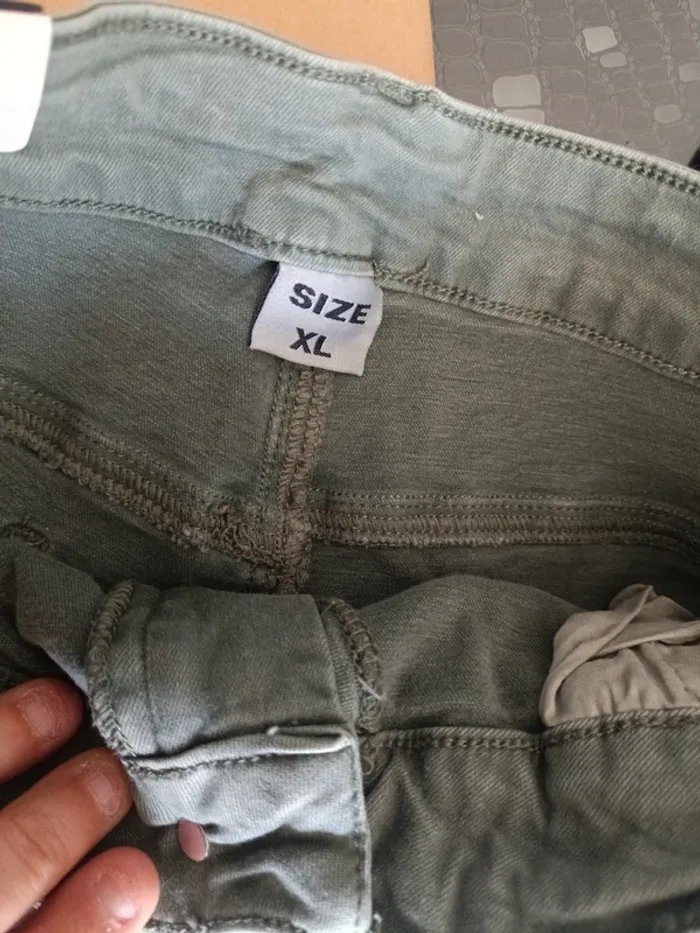 Short matière jeans elastanne kaki - photo numéro 5