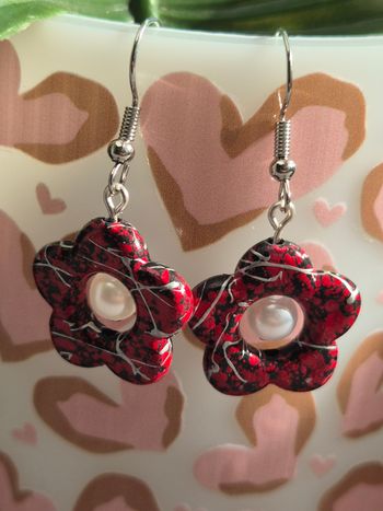 Boucles d’oreilles "Fleurs rouge"