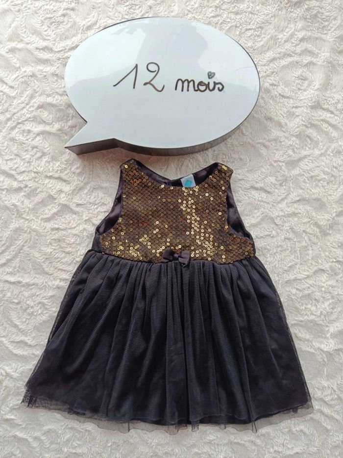 Robe de fête anniversaire mariage Noël sequins Fille 12 mois Tex Baby