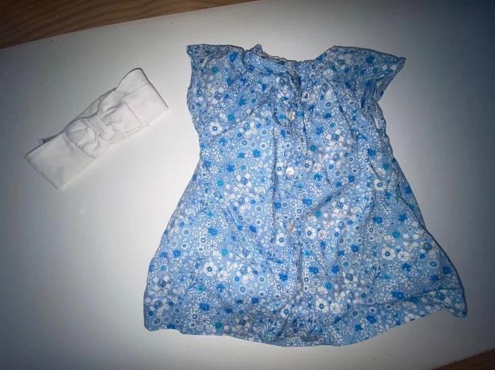 Ensemble jacadi 3 mois bandeau robe chaussons liberty ballerines - photo numéro 11