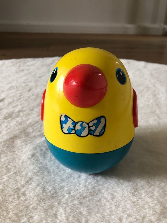 Culbuto vintage Playskool - oiseau jaune bleu et rouge
