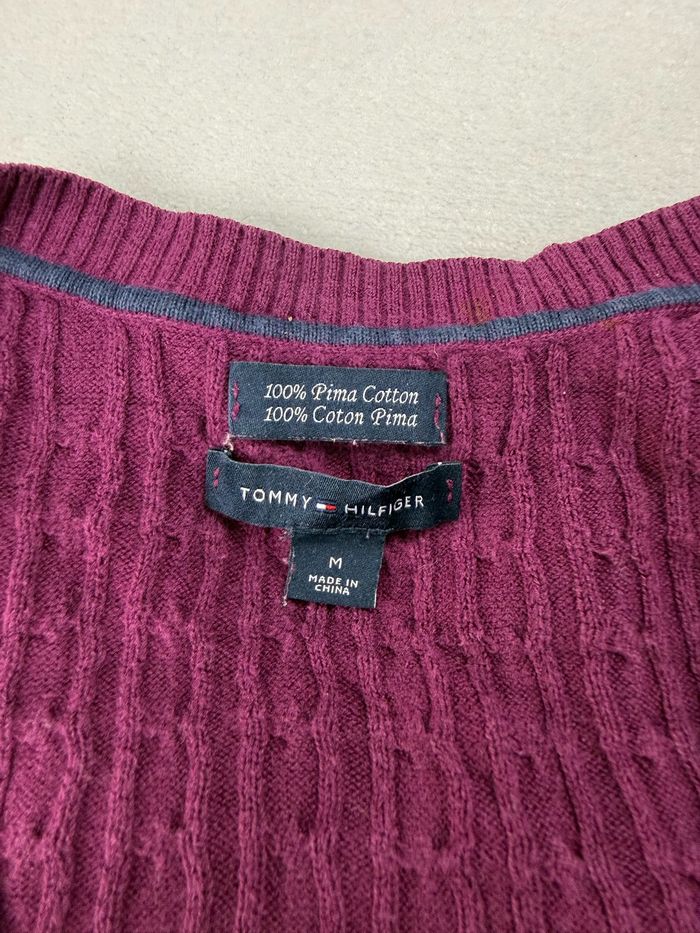 Pull torsadé violet Tommy Hilfiger pour femme taille M 100% coton Pima SM01625 - photo numéro 8