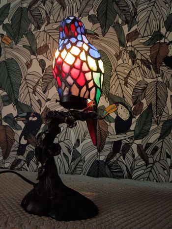 Superbe lampe perroquet Tiffany 
