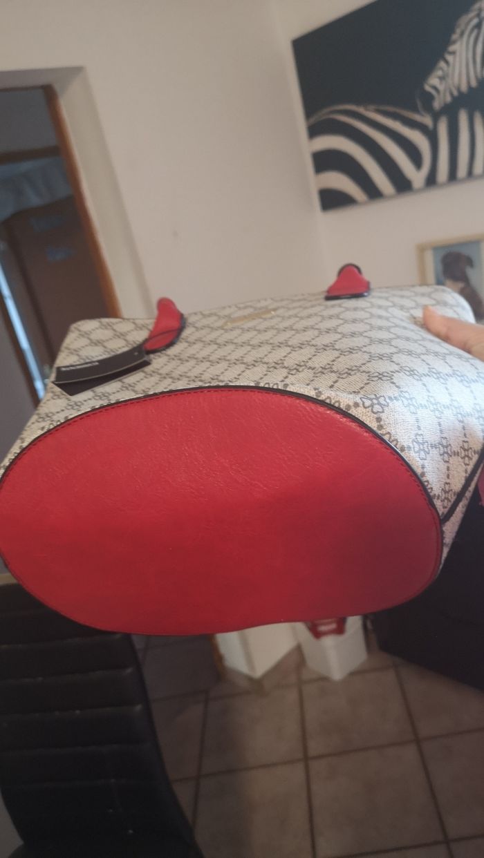 Sac à main Torrente Neuf beige et rouge - photo numéro 2