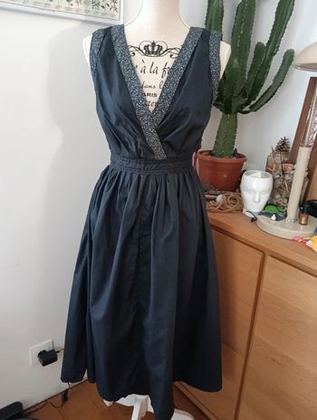 Robe vintage handmade noire en coton taille S