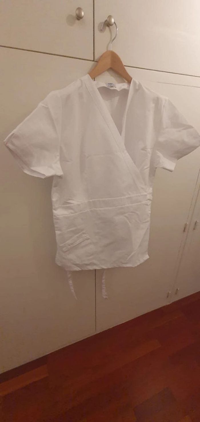 Blouse Esthéticienne Cache-Cœur Blanche Manelli - photo numéro 5