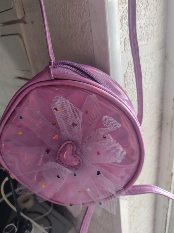 Mini sac a main fille rose fleur brillant