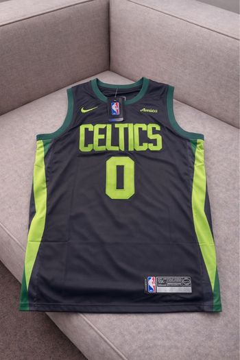 Maillot NBA Boston Celtics Jayson Tatum #0 – City Edition Noir/Vert – Taille L – Neuf avec étiquettes