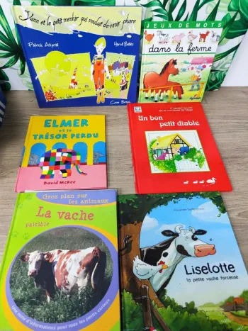 Lot de 6 bd et livres enfants vaches elmer etc..