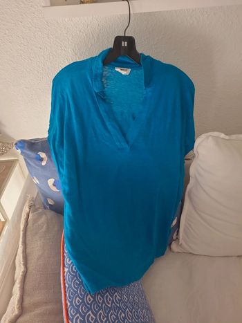 Teeshirt en lin bleu turquoise maison 1 2 3