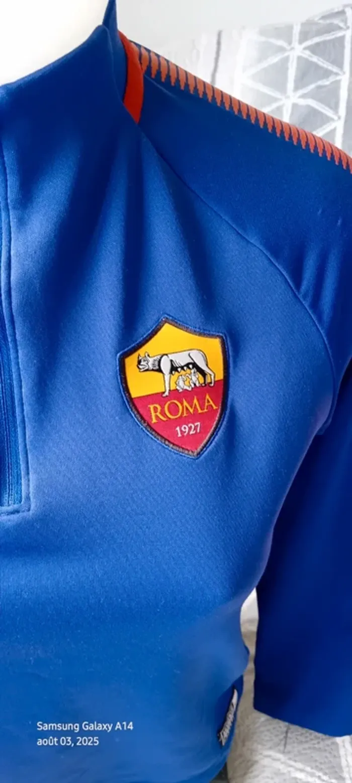 Sweat col zippé manches longues football As Roma nike bleu garçon 10/12 ans nike - photo numéro 8