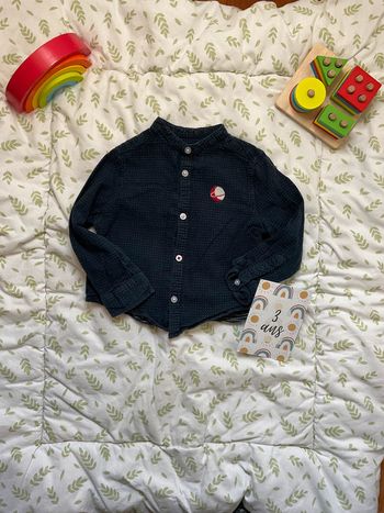 chemise manches longues marine et blanc 3 ans kiabi