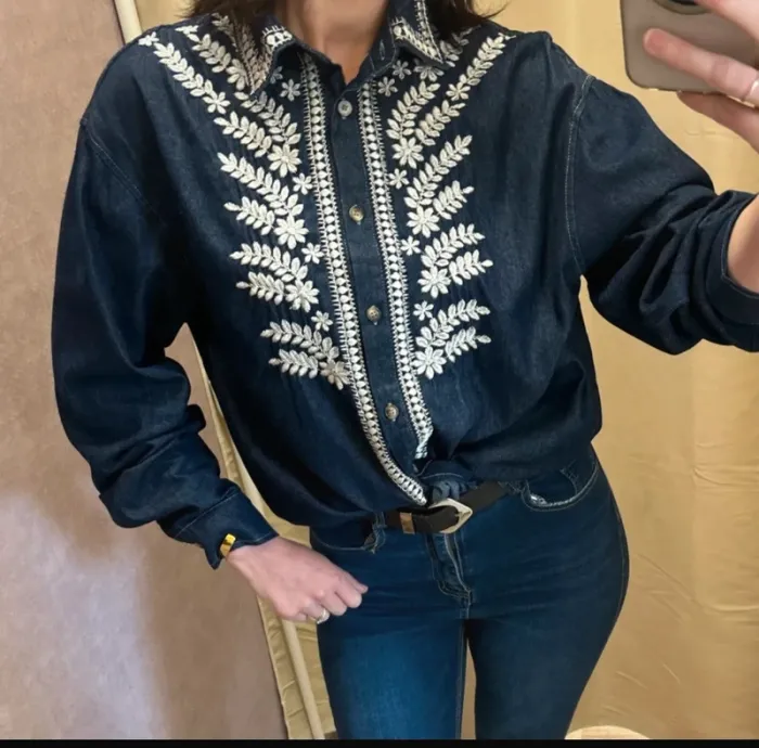 Chemise femme blouse femme chemise en jean femme chemisier femme taille 40 taille 42 - photo numéro 2