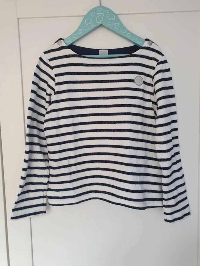 Pull fille marinière Petit bateau 8 ans
