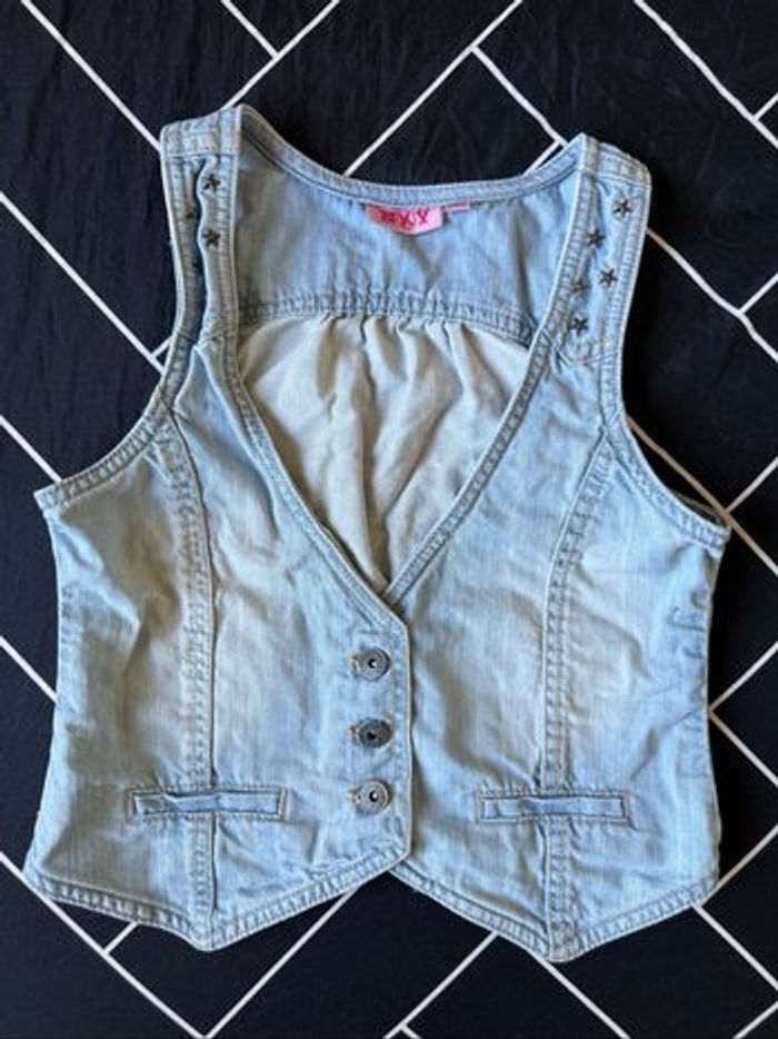 Lot fille 10 ans – Robe salopette rose + veste en jean sans manches - photo numéro 5