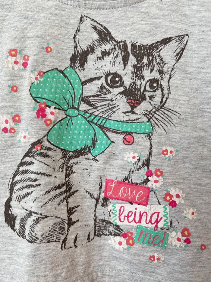 T-shirt gris clair (chat) - Young dimension 9/12 mois (80cm) - photo numéro 2