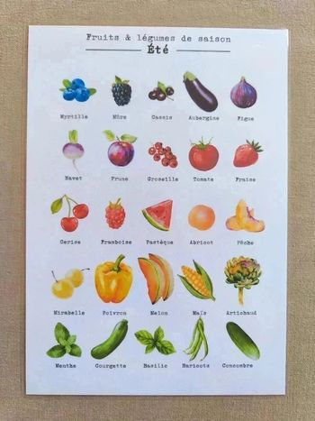 Fruits et légumes de saison d'été A4 papier 250G