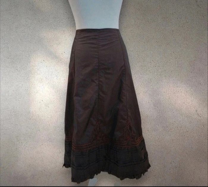 Jupe longue marron avec détails brodés taille 40 - photo numéro 5