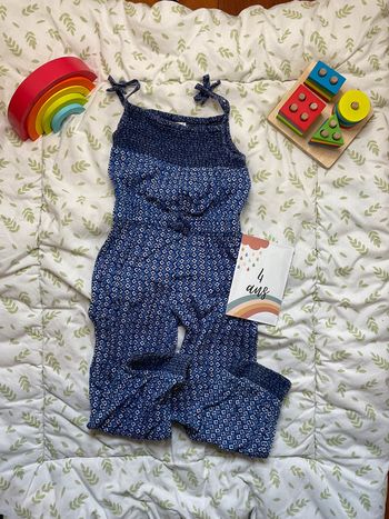 combinaison pantalon légère bleu motifs blanc 4 ans u collection