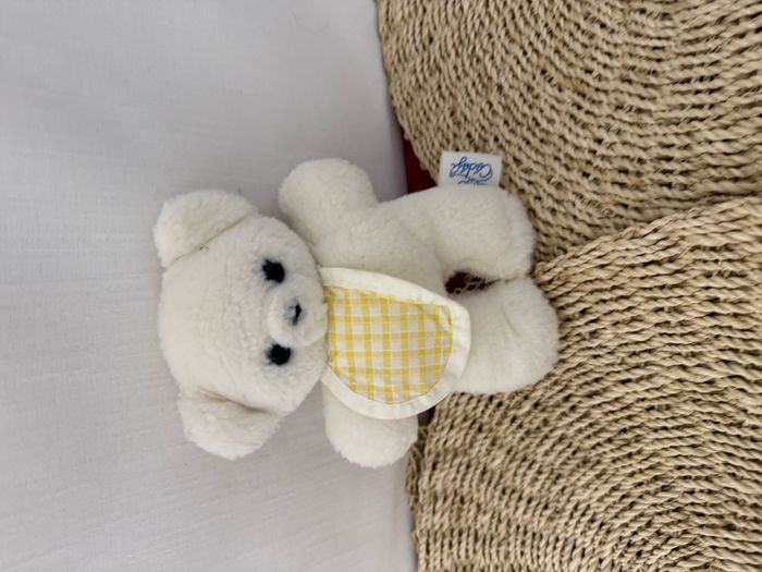 DOUDOU PELUCHE CEDEJI OURS BLANC BAVOIR RAYE - photo numéro 1