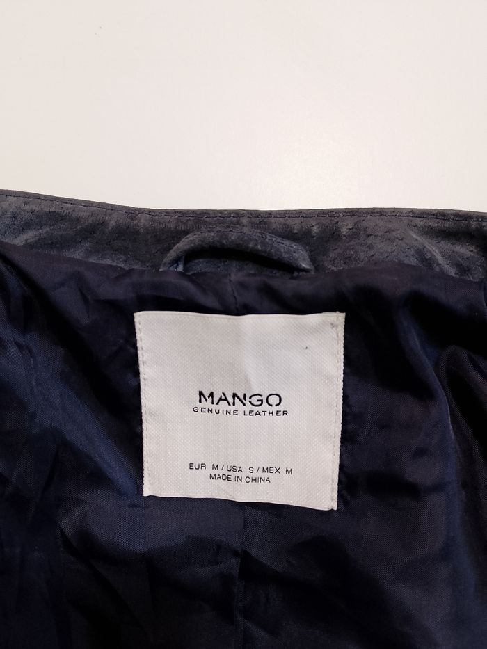 Etat NEUF - Veste zippée en cuir de porc marine/gris Mango - photo numéro 8