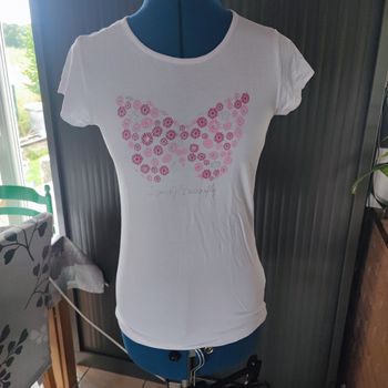 T-shirt manches courtes blanc imprimé papillon in extenso 14 ans 34 XS