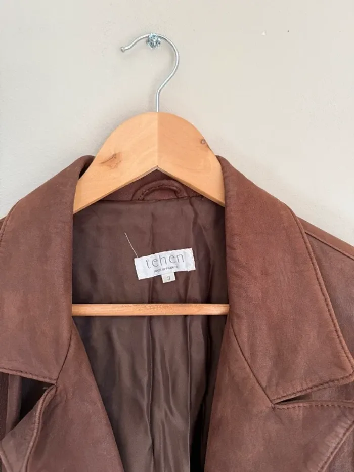 Veste en cuir marron Tehen - photo numéro 3