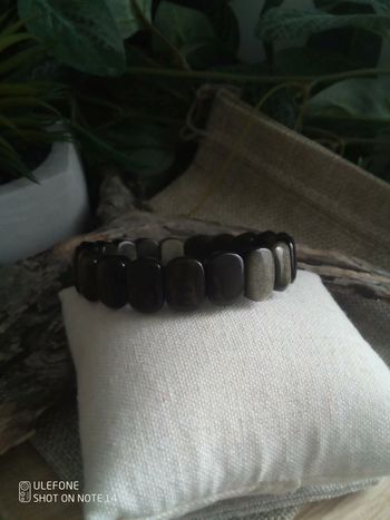 Bracelet obsidienne dorée
