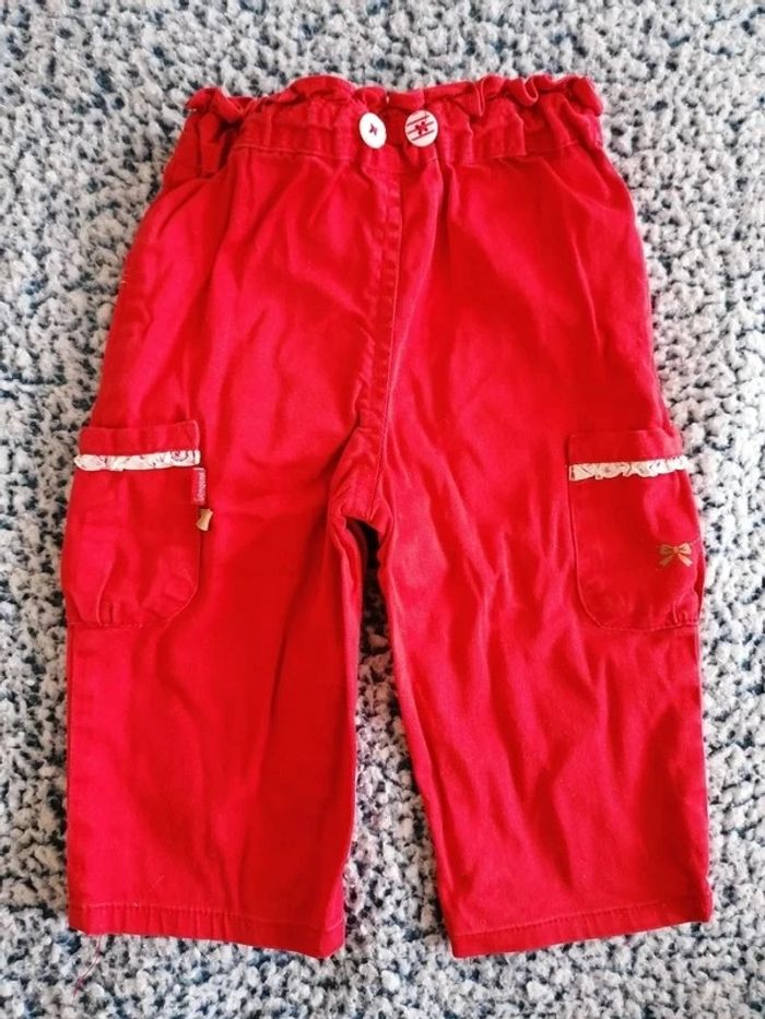 Pantalon rouge fille taille 6 mois - photo numéro 2