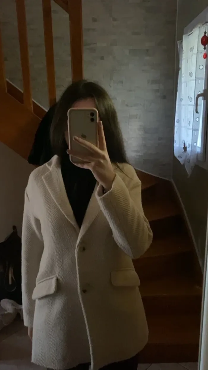 manteau long blanc et beige bershka taille Xs - photo numéro 3