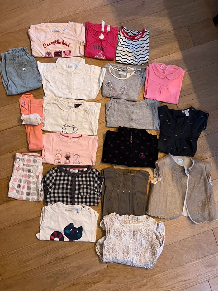 Vend lot de 18 vêtements fille okaidi 3 ans très bon état